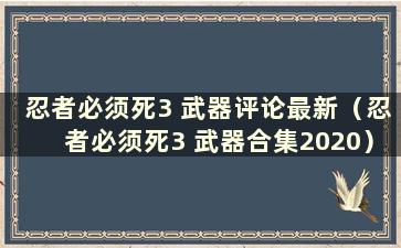 忍者必须死3 武器评论最新（忍者必须死3 武器合集2020）